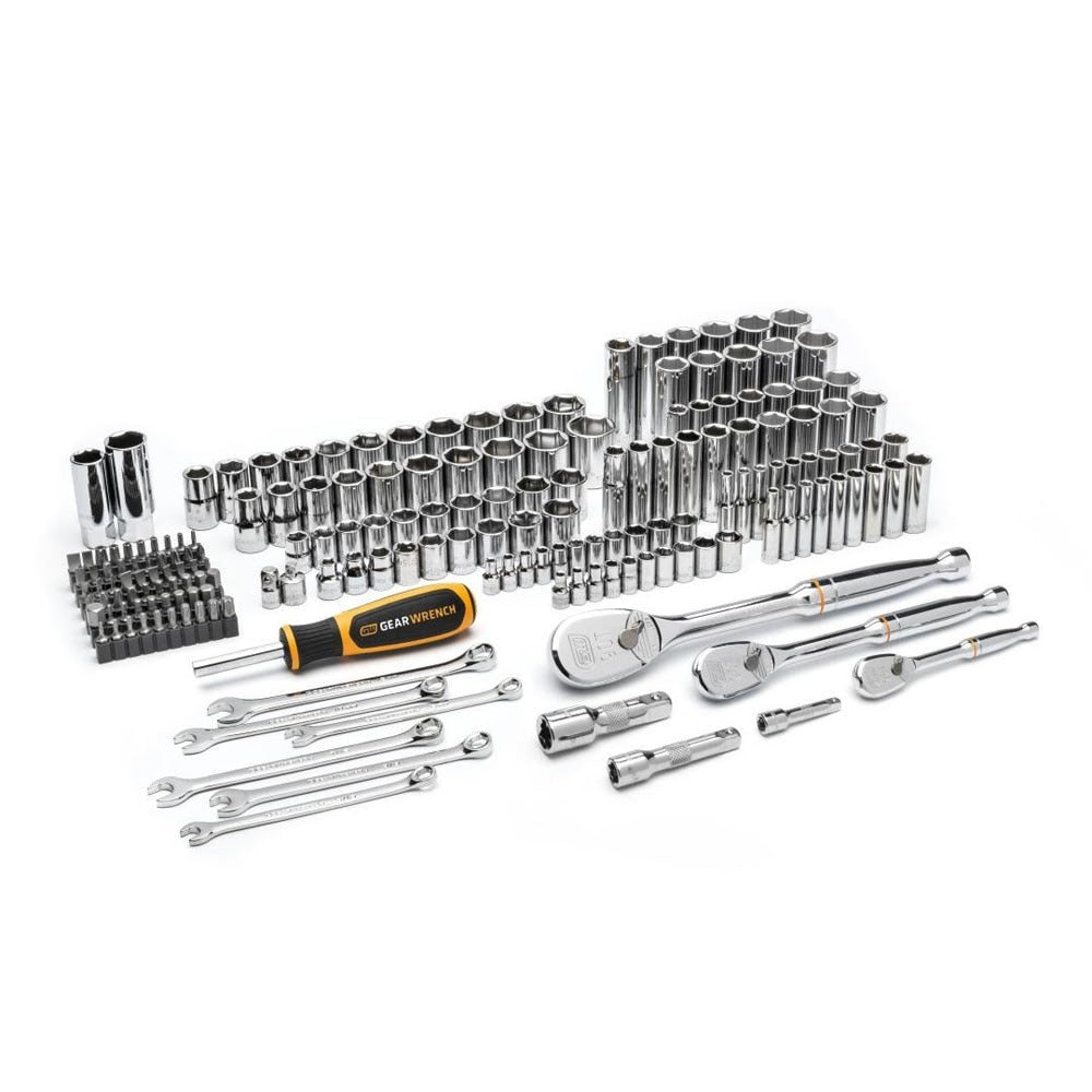 GEARWRENCH GW90MCBMTS 185-Piece SAE/Metric Mechanics Hand Tool Set with 90T Ratchets and 6-Point Sockets (1 Set)