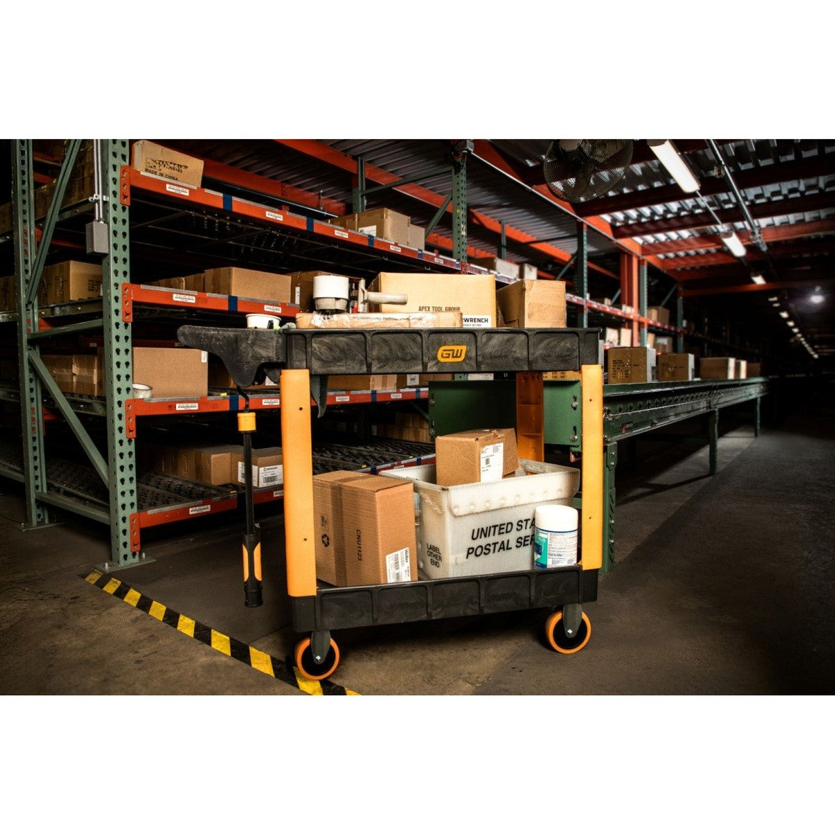 GearWrench GWPSCM 46" 2 Shelf Heavy Duty Plastic Utility Cart with Locking Casters 500 lb Capacity - 6