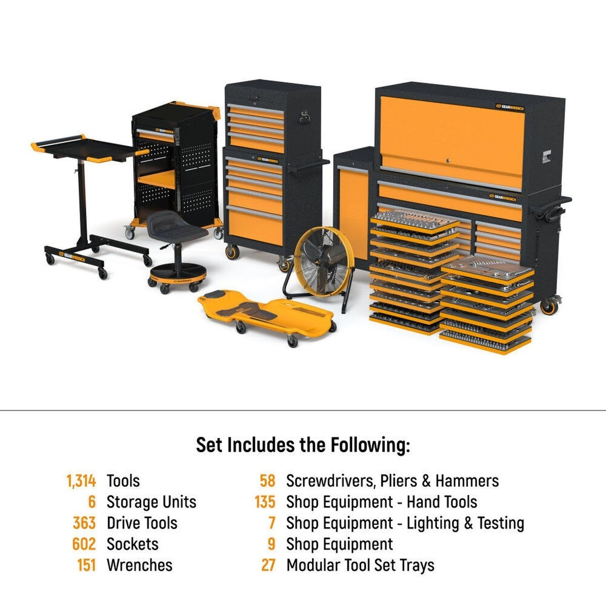 GearWrench MEGAMOD1331 MEGAMOD Mechanics Tool Set with Modular Foam Tr