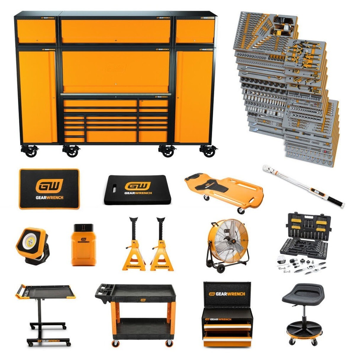 GearWrench MEGAMOD1858 1858 Piece Mechanics Tool Set with Modular Foam Trays Tool Storage and Shop Equipment (1 Set)