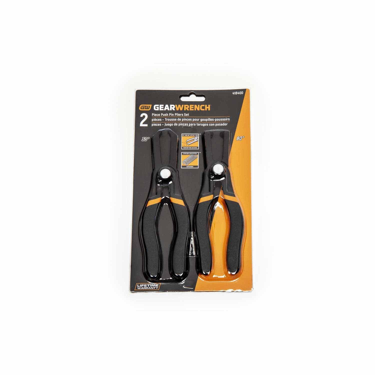 Gearwrench 41840D 2 Piece 30 Degree & 80 Degree Push Pin Plier Set - 2