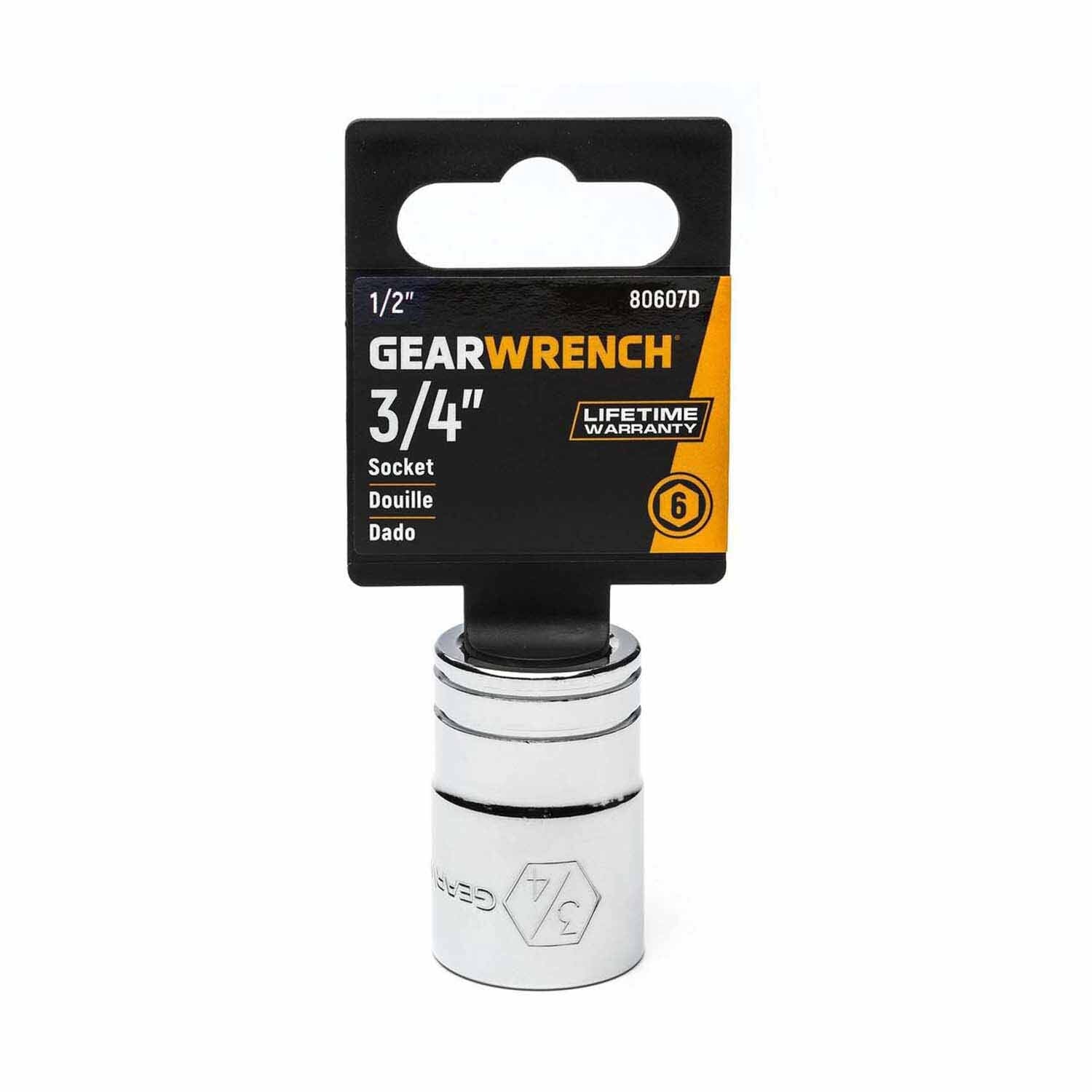Gearwrench 80607D 1/2" Drive 6 Point Standard SAE Socket 3/4" - 2