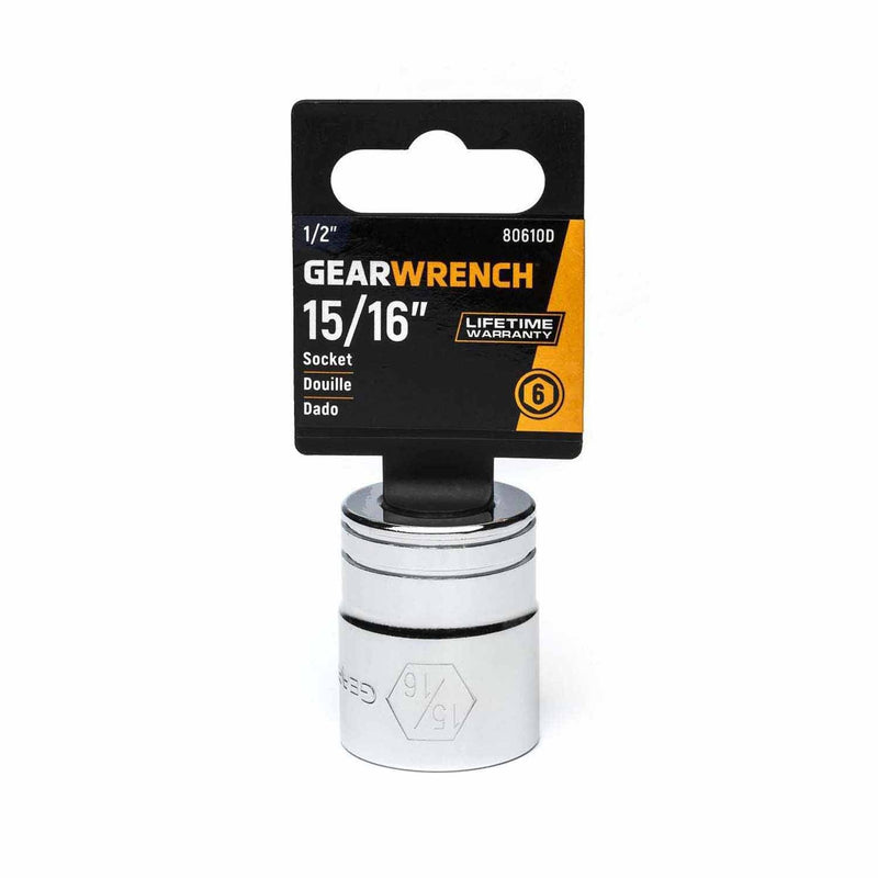 Gearwrench 80610D 1/2" Drive 6 Point Standard SAE Socket 15/16" - 2