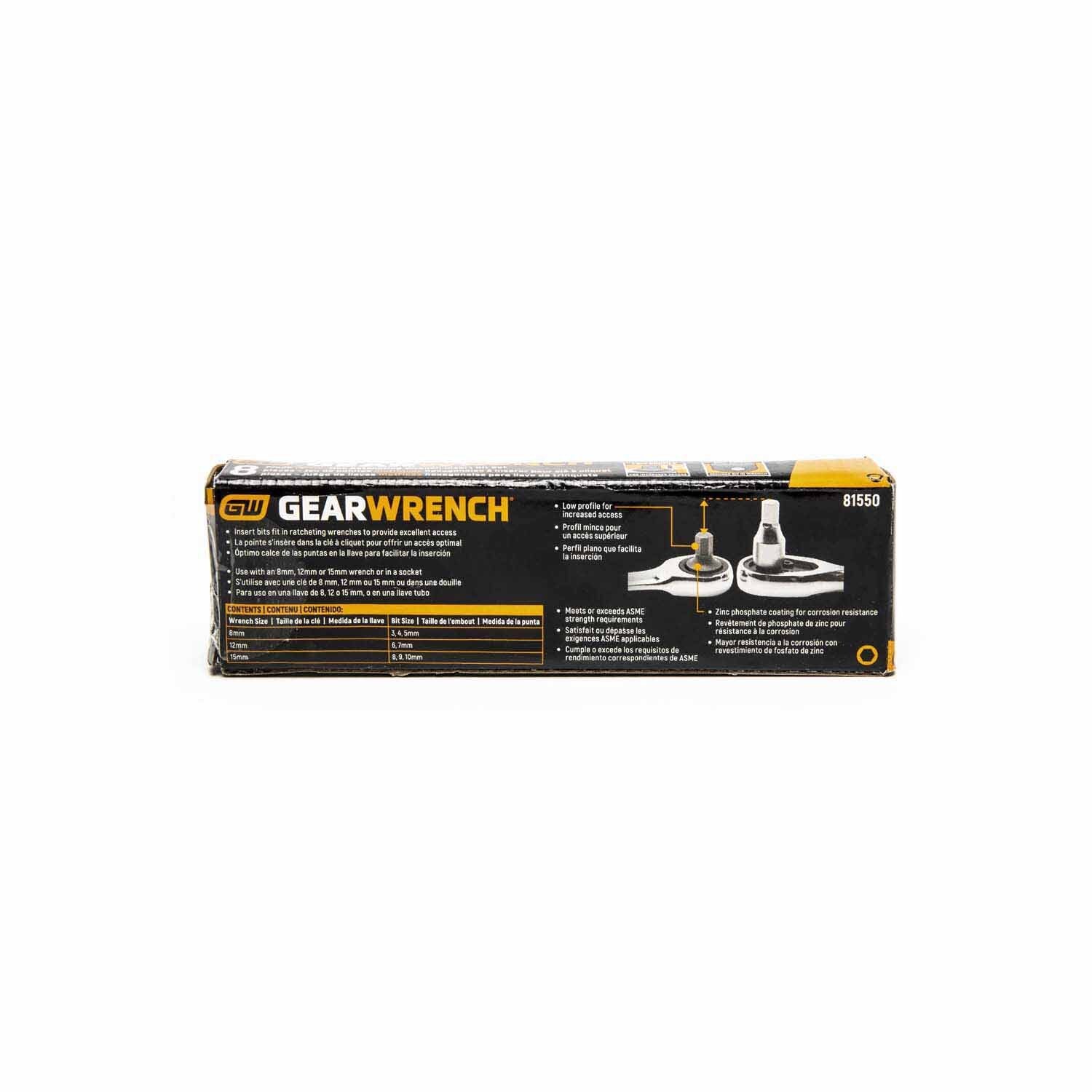 Gearwrench 81550 8 Pc. Metric Hex Insert Bit Set for 6 & 12 Point Wrenches - 4