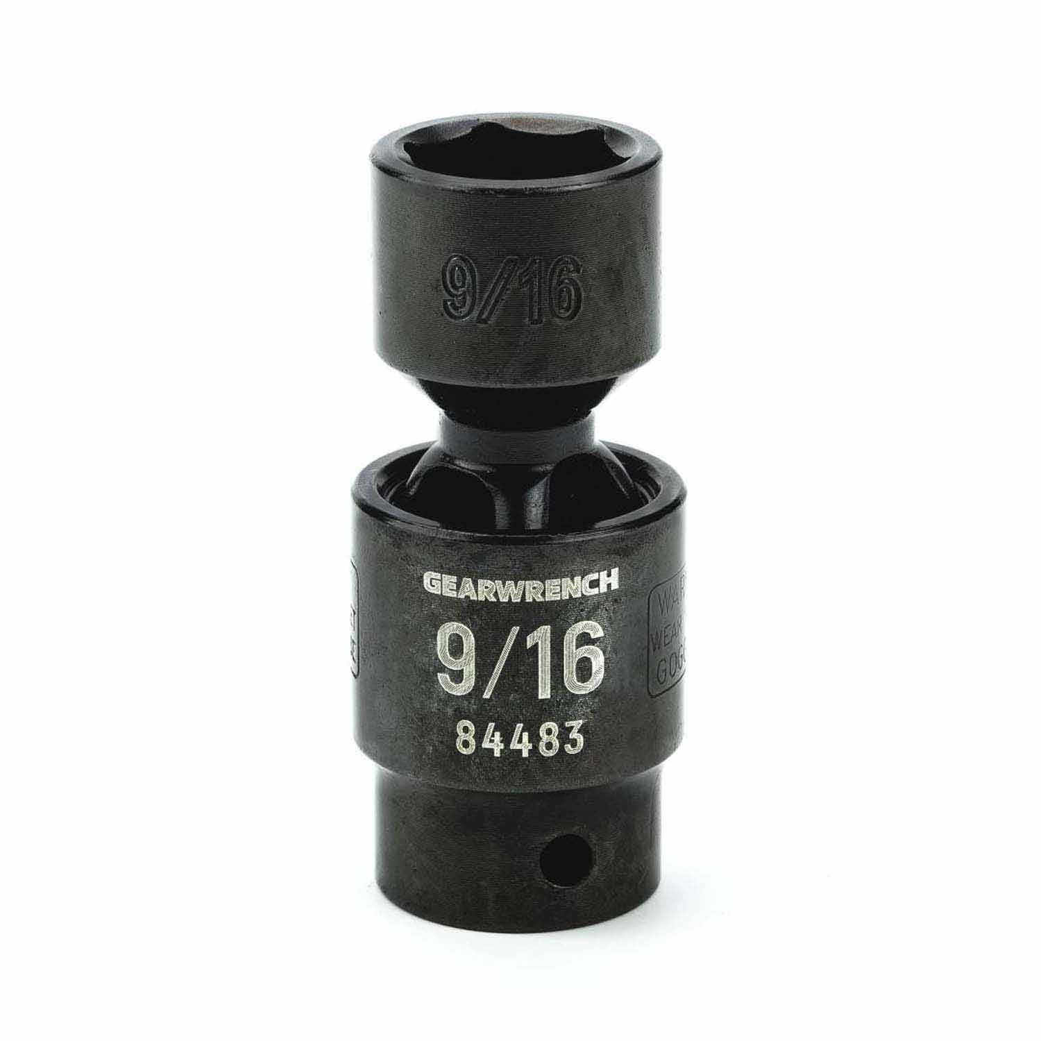 Gearwrench 84483 3/8" Drive 6 Point Standard X-Core Pinless Impact Universal SAE Socket 9/16"