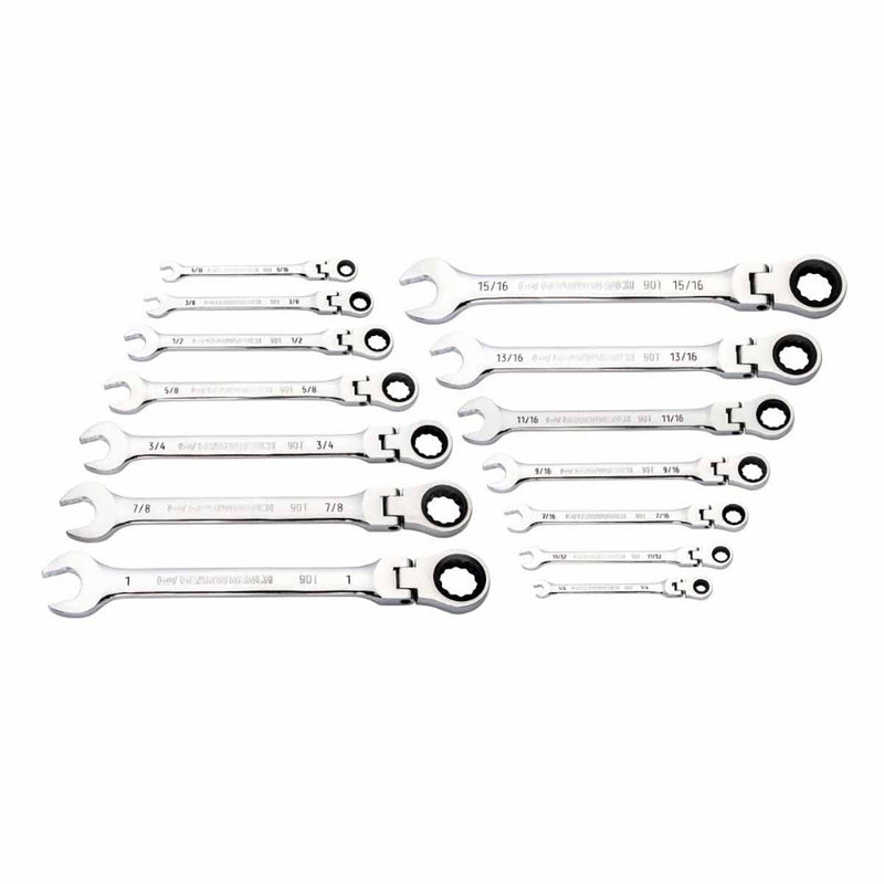 GearWrench 86759 14 Pc. 90-Tooth 12 Point Flex Head Ratcheting Combination SAE Wrench Set - 2