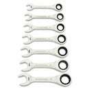 GearWrench 86858 7 Piece 90-Tooth 12 Point SAE Stubby Ratcheting Combination Wrench Set