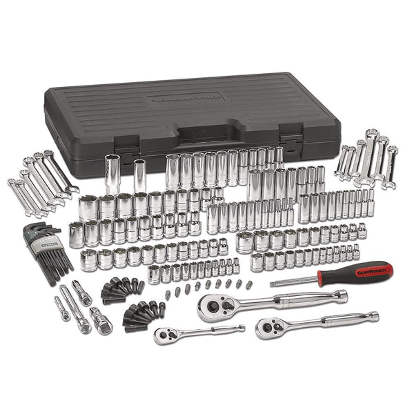 GearWrench 80932 165 Pc. 1/4", 3/8" & 1/2" Drive 6 Point Standard & Deep SAE/Metric Mechanics Tool Set