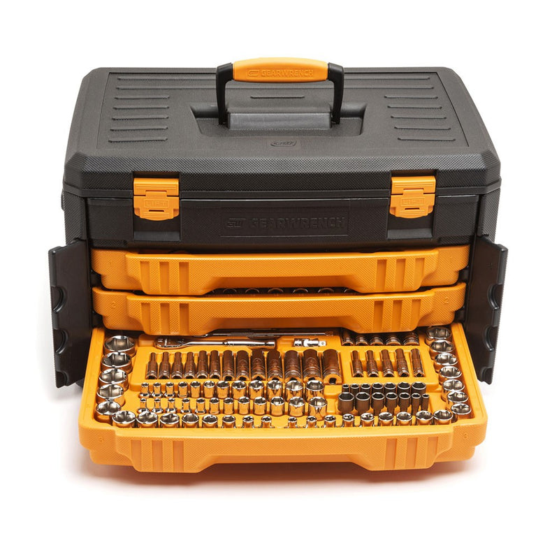 GearWrench 80966 243 Pc. 6 Point Mechanics Tool Set in 3 Drawer Storage Box