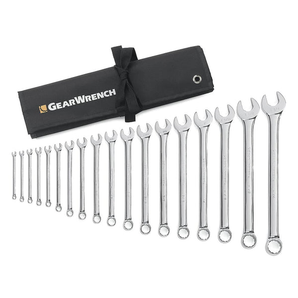 GearWrench 81917 18 Pc. 12 Point Long Pattern Combination SAE Wrench Set