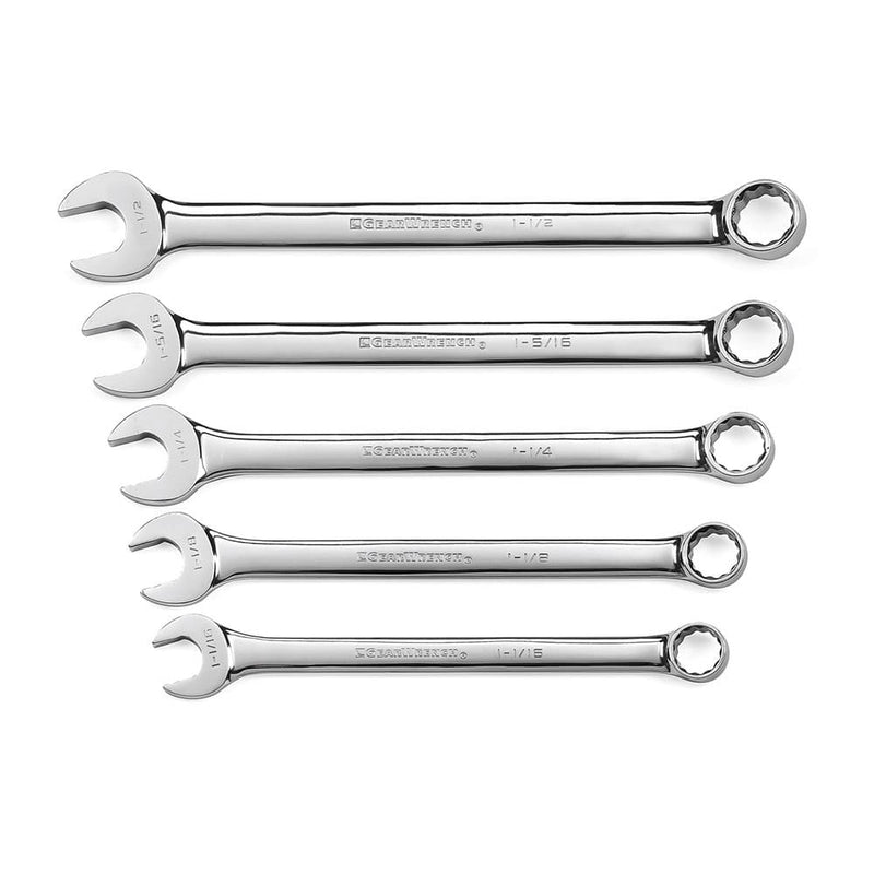 GearWrench 81921 5 Pc. SAE 12 Point Long Pattern Combination Wrench Set