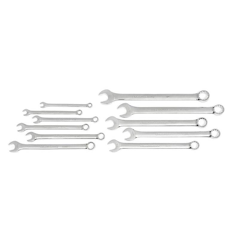 GearWrench 81934 11 Pc. 12 Point Long Pattern Combination SAE Wrench Set with Tool Roll