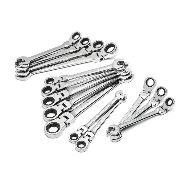GearWrench 85141 14 Pc. 72-Tooth 12 Point Flex Head Ratcheting Combination SAE/Metric Wrench Set
