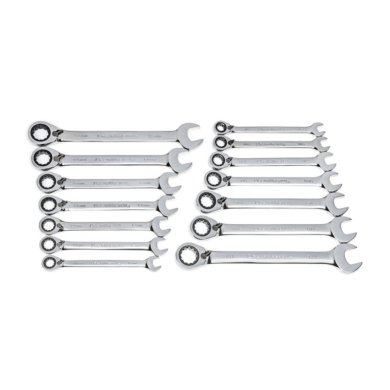 GearWrench 85142 14 Pc. 72-Tooth 12 Point Reversible Ratcheting Combination SAE/Metric Wrench Set