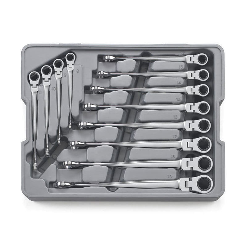 GearWrench 85288 12 Pc. 72-Tooth 12 Point XL X-Beam Flex Head Ratcheting Metric Combination Wrench Set