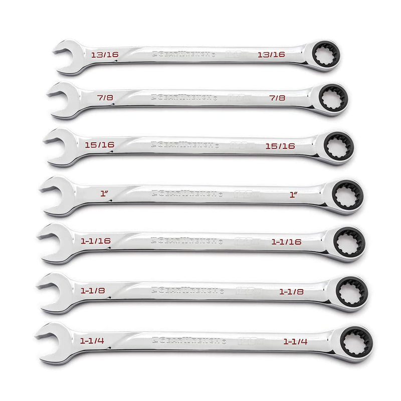 SAE Ratcheting Combo Wrench Set - 7 Piece