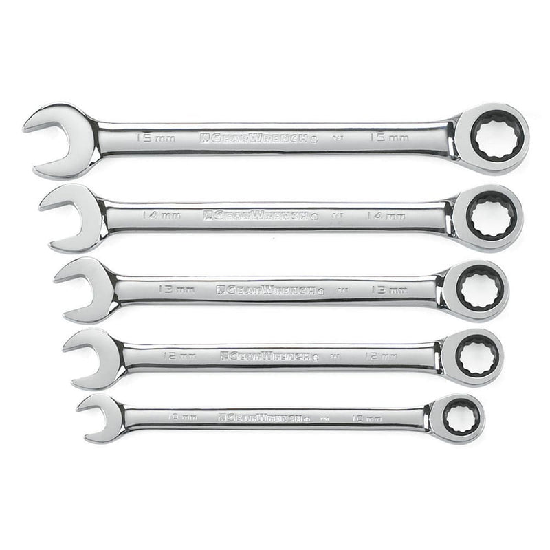 GearWrench 93004D 5 Pc. 72-Tooth 12 Point Ratcheting Combination Metric Wrench Set