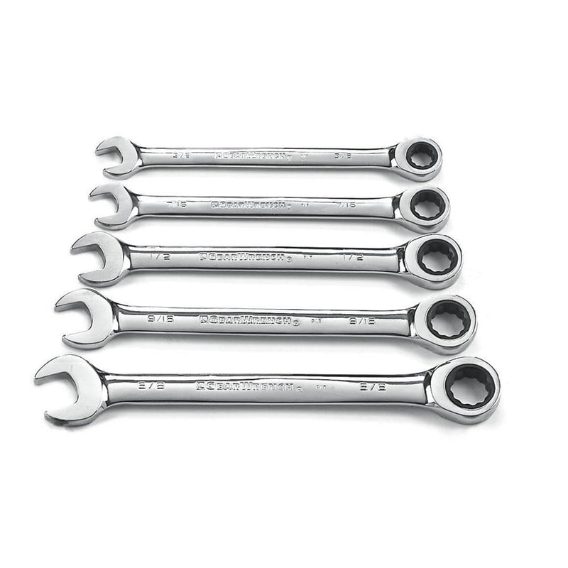 GearWrench 93005 5 Pc. 72-Tooth 12 Point Ratcheting Combination SAE Wrench Set