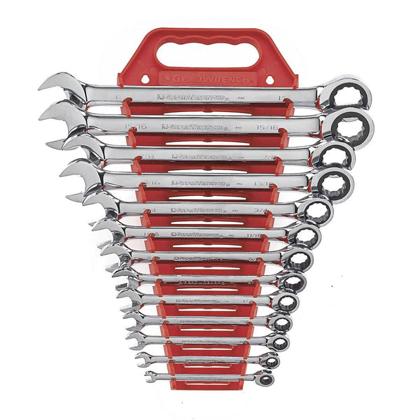 GearWrench 9312 13 Pc. 72-Tooth 12 Point Ratcheting Combination SAE Wrench Set
