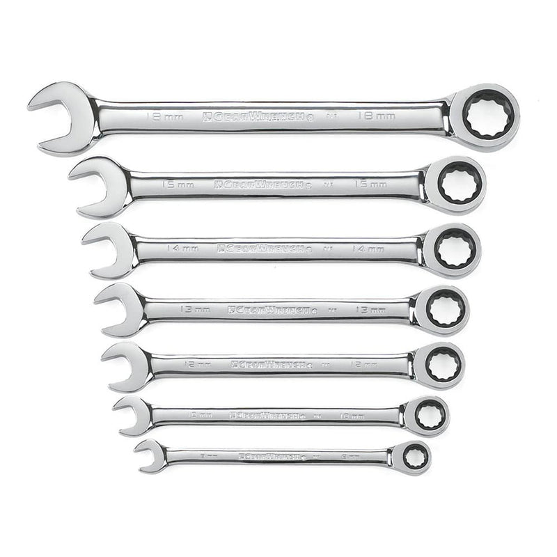 GearWrench 9417 7 Pc. 72-Tooth 12 Point Ratcheting Combination Metric Wrench Set