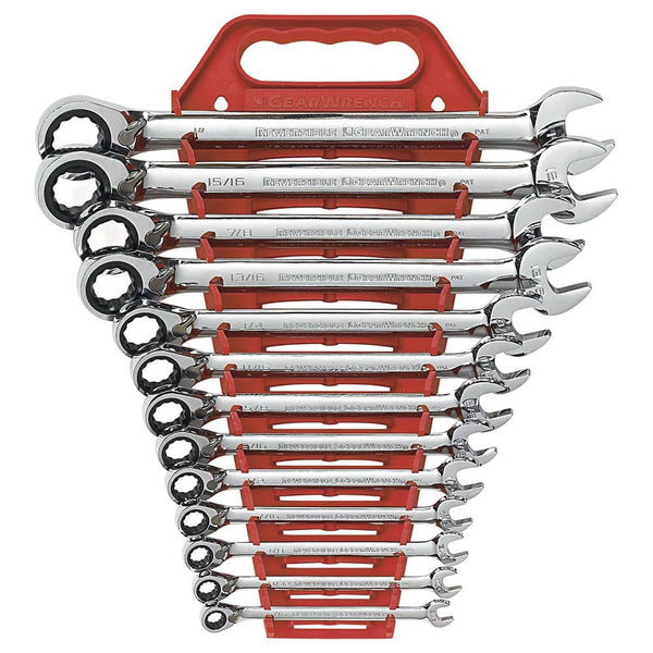 GearWrench 9509N 13 Pc. 72-Tooth 12 Point Reversible Ratcheting Combination SAE Wrench Set