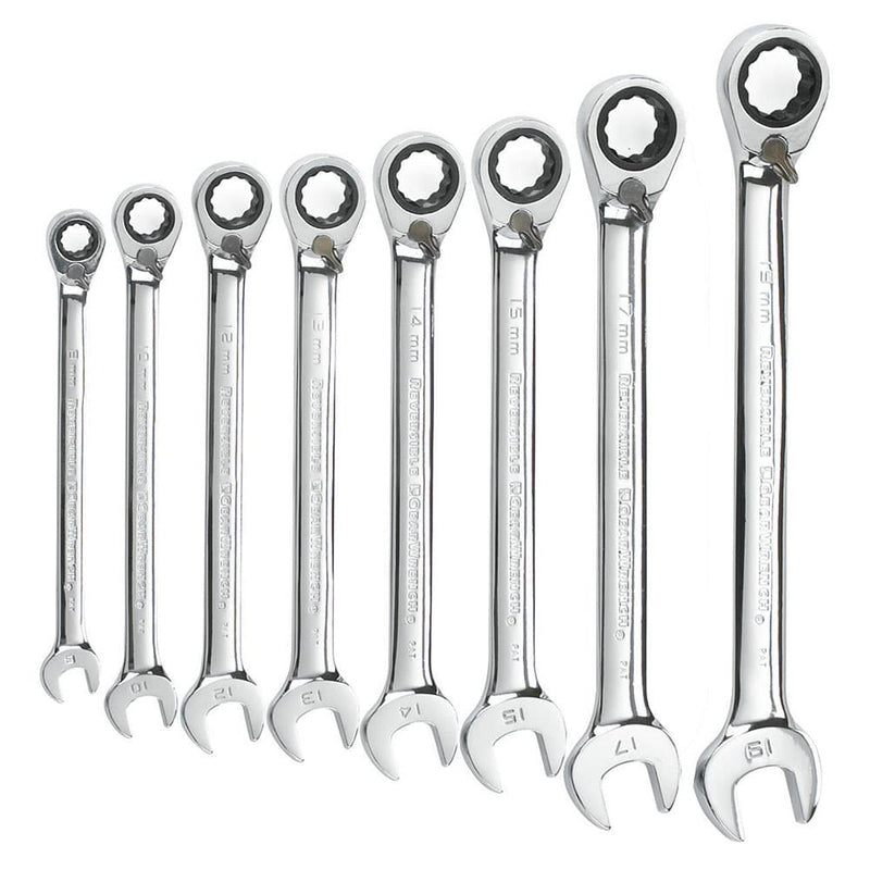 GearWrench 9543 8 Pc. 72-Tooth 12 Point Reversible Ratcheting Combination Metric Wrench Set