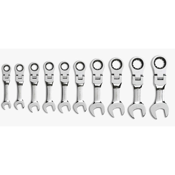 GearWrench 9550 10 Pc. 72-Tooth 12 Point Stubby Flex Head Ratcheting Combination Metric Wrench Set