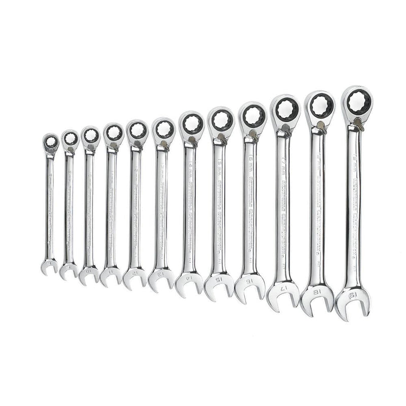 GearWrench 9620N 12 Pc. 72-Tooth 12 Point Reversible Ratcheting Combination Metric Wrench Set