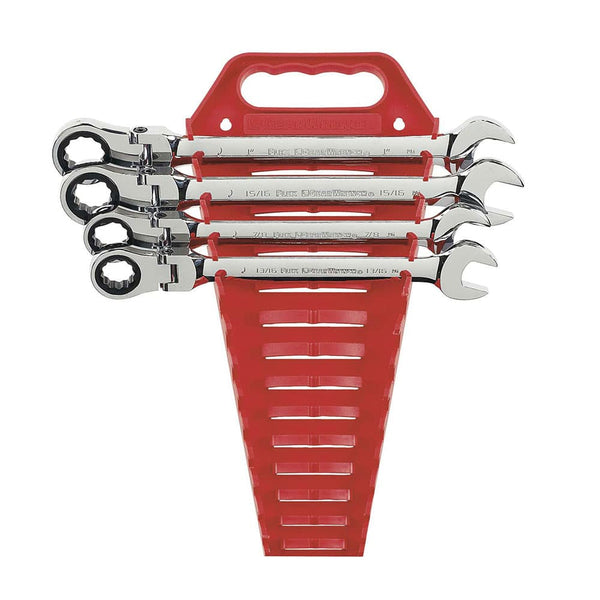 GearWrench 9703 4 Piece Full Polished Chrome SAE Flex Combination Ratcheting Wrench Set