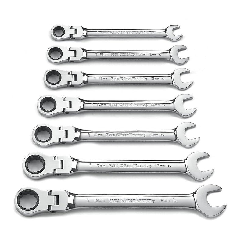 GearWrench 9900D 7 Pc. 72-Tooth 12 Point Flex Head Ratcheting Combination Metric Wrench Set