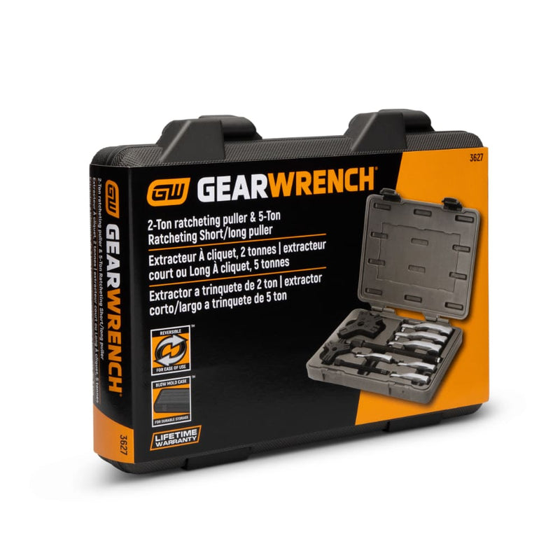 GearWrench 3627 2 & 5 Ton 2 or 3 Jaw Internal/External Ratcheting Puller Set