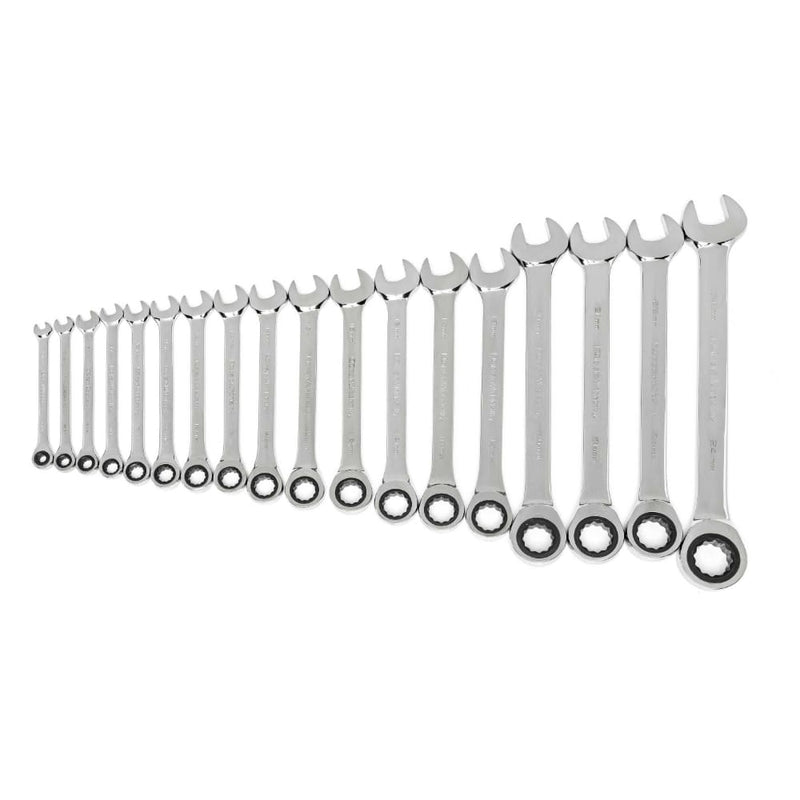GearWrench 85890-02 18 Pc. 72-Tooth 12 Point Ratcheting Combination Metric Wrench Set