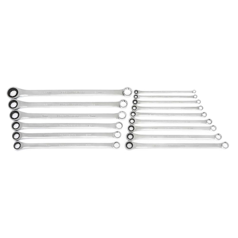 GearWrench 85985-07 15 Pc. 72-Tooth 12 Point XL GearBox Double Box Ratcheting Metric Wrench Set