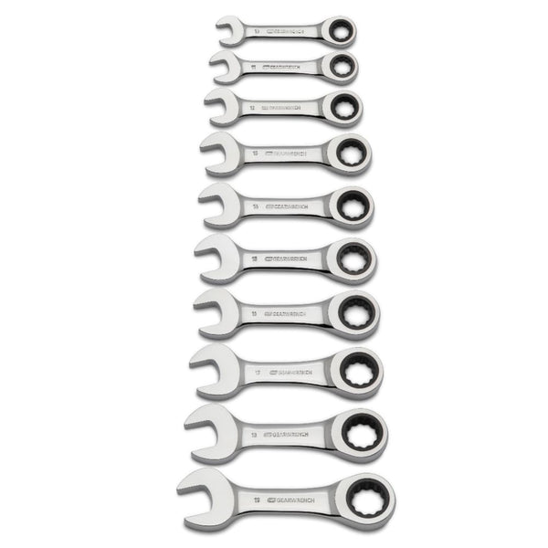 GearWrench 9520D 10 Pc. 72-Tooth 12 Point Stubby Ratcheting Combination Metric Wrench Set