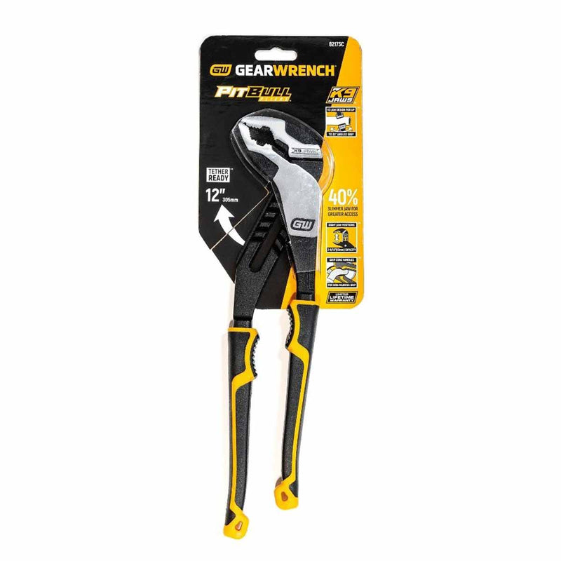 GearWrench 82173C 12" Pitbull K9 V-Jaw Dual Material Tongue and Groove Pliers