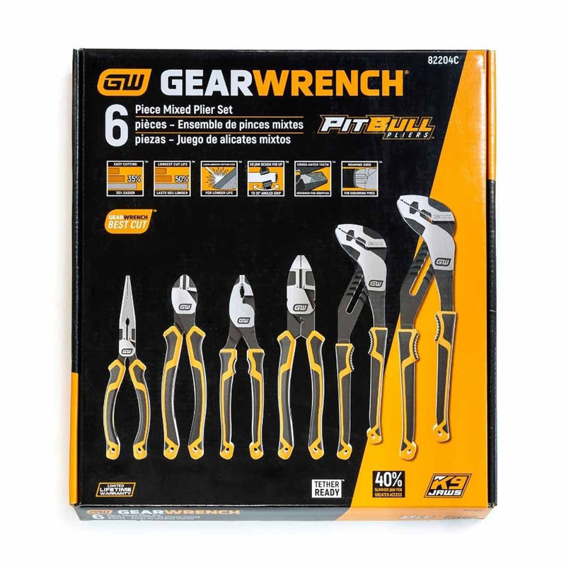 GearWrench 82204C-06 6 Pc. Pitbull Dual Material Mixed Plier Set