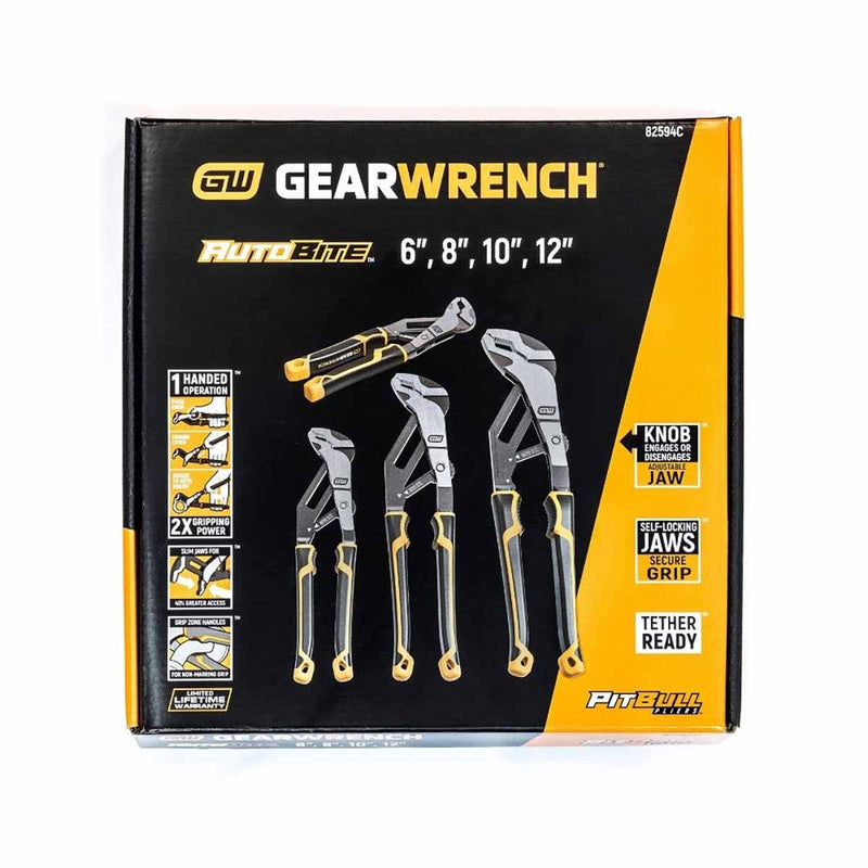 GearWrench 82594C 4 Pc. Pitbull Auto-Bite Tongue & Groove Dual Materia